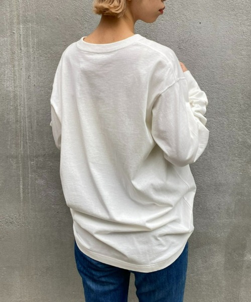 CIAOPANIC（チャオパニック）の「PENN ロングスリーブTシャツ（Tシャツ/カットソー・レディース・ライトグレー/ネイビー/オフホワイト・FREE）」の5枚目の写真