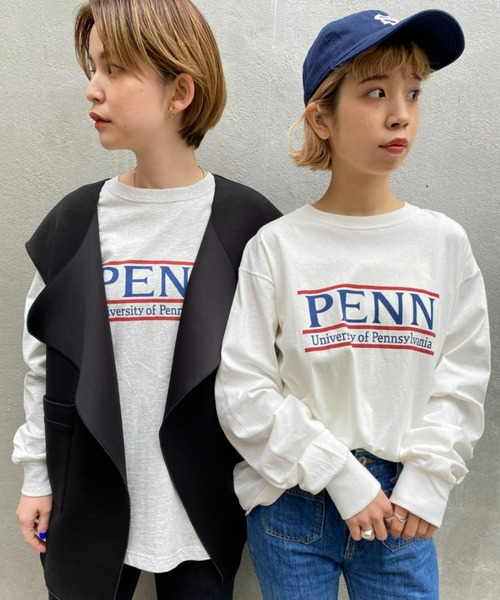 CIAOPANIC（チャオパニック）の「PENN ロングスリーブTシャツ（Tシャツ/カットソー・レディース・ライトグレー/ネイビー/オフホワイト・FREE）」の6枚目の写真