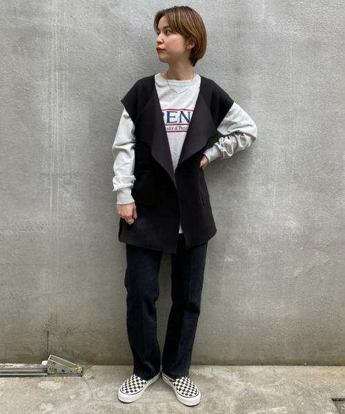 CIAOPANIC（チャオパニック）の「PENN ロングスリーブTシャツ（Tシャツ/カットソー・レディース・ライトグレー/ネイビー/オフホワイト・FREE）」の9枚目の写真