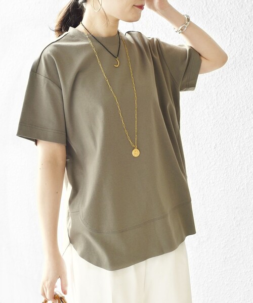 SHIPS(シップス)の「*カットオフラウンドヘムTEE2◇(Tシャツ/カットソー・レディース・ブラウン系/オリーブ/ミント/ダークブルー/ラベンダー/ライトグレー/ブラック/ライトホワイト・ONE SIZE)」の5枚目の写真