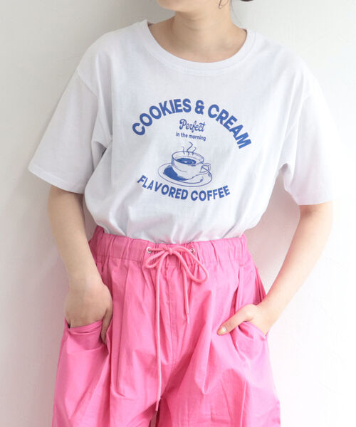 fredy repit（フレディレピ）の「COFFEE プリントTシャツ（Tシャツ/カットソー・レディース・オフホワイト/ライトグリーン/サックスブルー・38）」の6枚目の写真