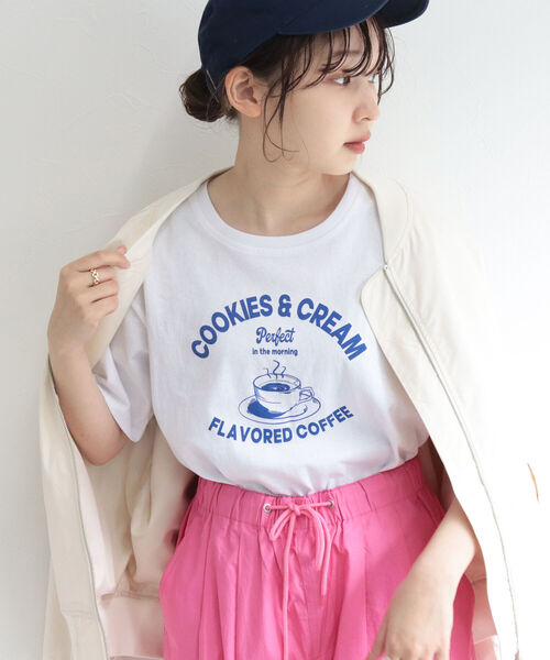 fredy repit（フレディレピ）の「COFFEE プリントTシャツ（Tシャツ/カットソー・レディース・オフホワイト/ライトグリーン/サックスブルー・38）」の7枚目の写真