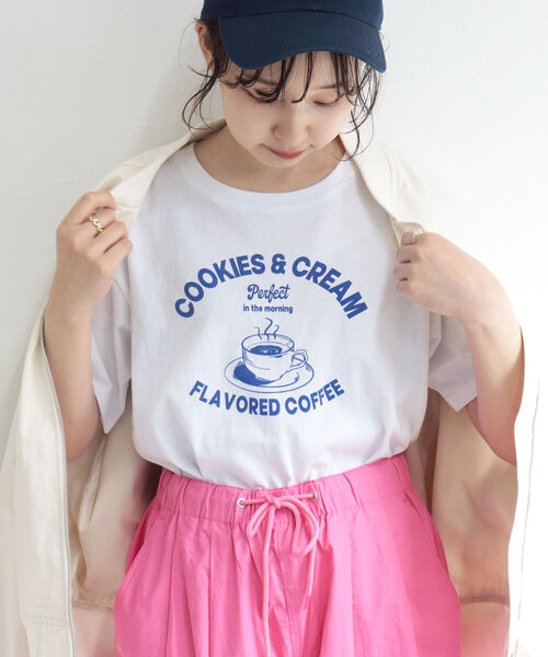fredy repit（フレディレピ）の「COFFEE プリントTシャツ（Tシャツ/カットソー・レディース・オフホワイト/ライトグリーン/サックスブルー・38）」の8枚目の写真