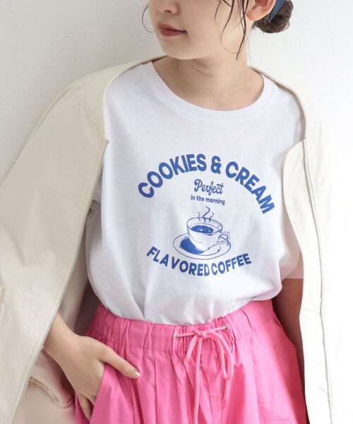 fredy repit（フレディレピ）の「COFFEE プリントTシャツ（Tシャツ/カットソー・レディース・オフホワイト/ライトグリーン/サックスブルー・38）」の9枚目の写真