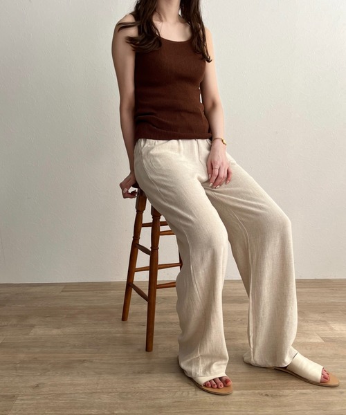 ISOOK(アイスー)の「【ZOZOTOWN限定】Linen loose wide pants / リネンルーズワイドパンツ(その他パンツ・レディース・アイボリー/ブラック・FREE)」の3枚目の写真