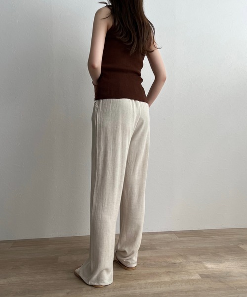 ISOOK(アイスー)の「【ZOZOTOWN限定】Linen loose wide pants / リネンルーズワイドパンツ(その他パンツ・レディース・アイボリー/ブラック・FREE)」の7枚目の写真