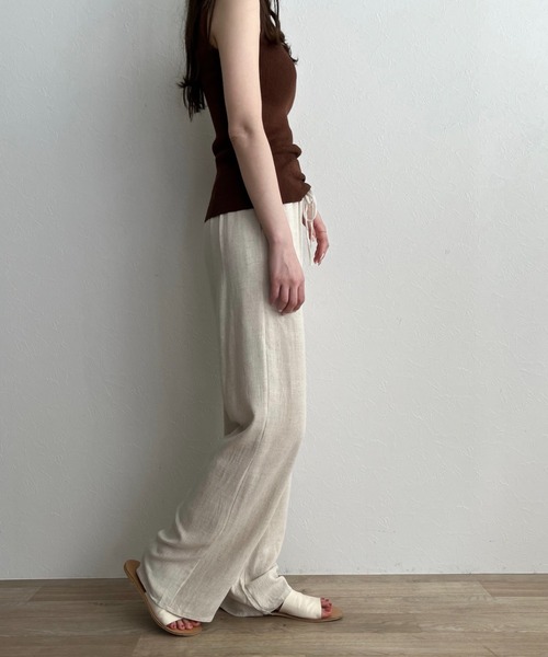 ISOOK(アイスー)の「【ZOZOTOWN限定】Linen loose wide pants / リネンルーズワイドパンツ(その他パンツ・レディース・アイボリー/ブラック・FREE)」の6枚目の写真