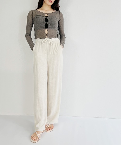ISOOK(アイスー)の「【ZOZOTOWN限定】Linen loose wide pants / リネンルーズワイドパンツ(その他パンツ・レディース・アイボリー/ブラック・FREE)」の17枚目の写真