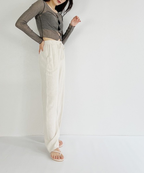ISOOK(アイスー)の「【ZOZOTOWN限定】Linen loose wide pants / リネンルーズワイドパンツ(その他パンツ・レディース・アイボリー/ブラック・FREE)」の21枚目の写真