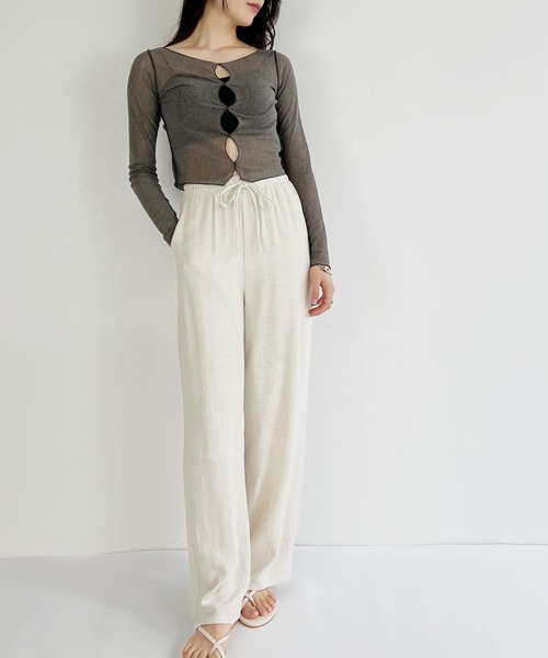 ISOOK(アイスー)の「【ZOZOTOWN限定】Linen loose wide pants / リネンルーズワイドパンツ(その他パンツ・レディース・アイボリー/ブラック・FREE)」の22枚目の写真