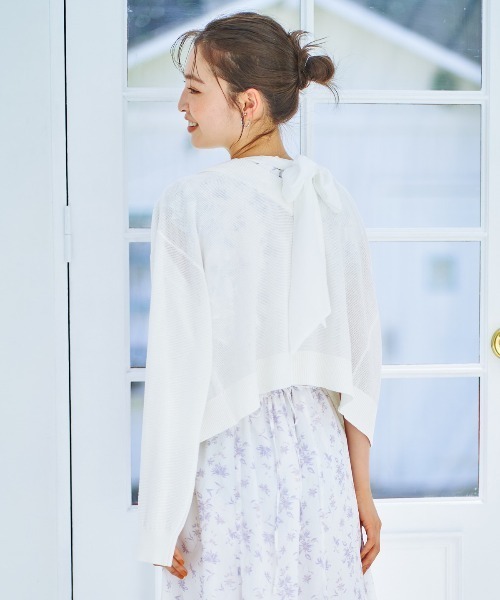 WILLSELECTION（ウィルセレクション）の「バックリボンボレロカーディガン（カーディガン/ボレロ・レディース・ブラック/オフホワイト/ピンク・MEDIUM）」の2枚目の写真