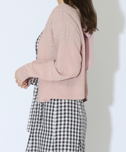 WILLSELECTION（ウィルセレクション）の「バックリボンボレロカーディガン（カーディガン/ボレロ・レディース・ブラック/オフホワイト/ピンク・MEDIUM）」の4枚目の写真