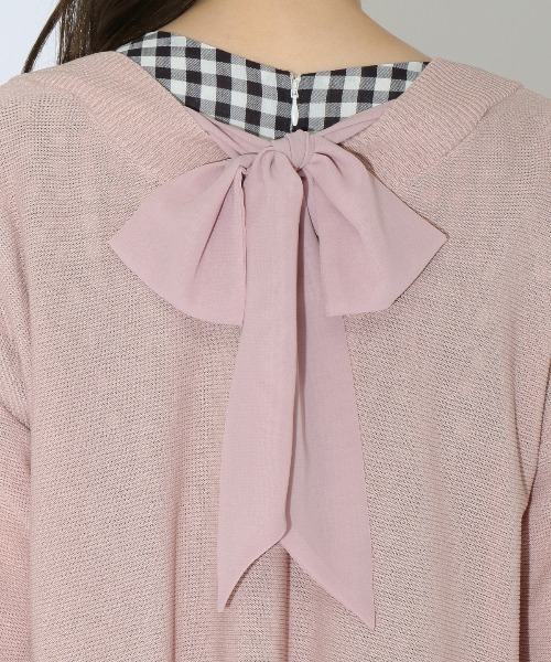 WILLSELECTION（ウィルセレクション）の「バックリボンボレロカーディガン（カーディガン/ボレロ・レディース・ブラック/オフホワイト/ピンク・MEDIUM）」の8枚目の写真