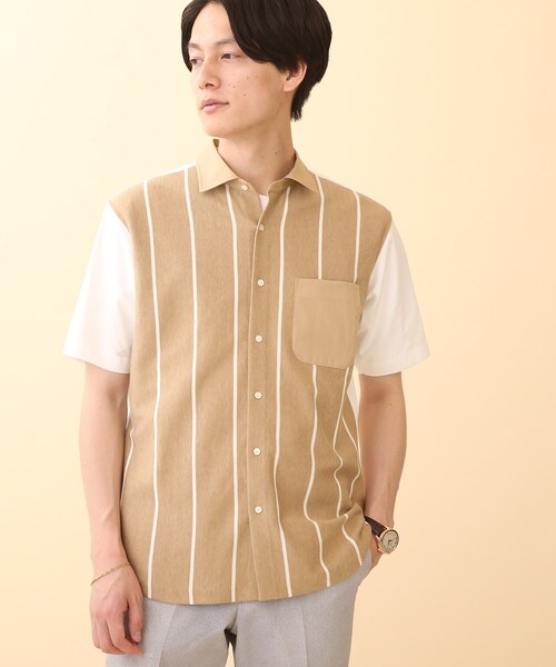 Product Notes Japan Japan ニット Kikuchi タケオキクチ のファッション トップス ドッキング ニット Takeo 半袖シャツ
