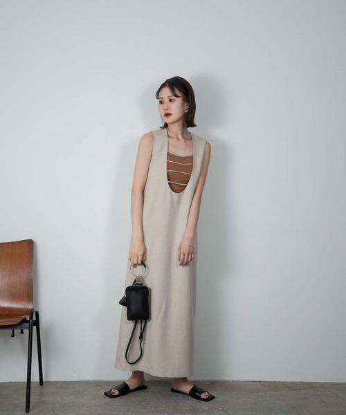 Amiur（エミレ）の「cord design long ops（ワンピース・レディース・アイボリー/ブラック・FREE）」の11枚目の写真