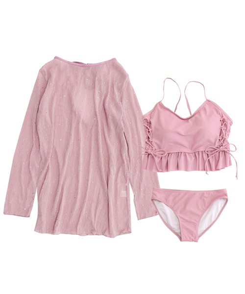 ★Ravijour★フラワーレースアップビキニ★水着★セットアップS★PINK ☆Ravijour☆フラワーレースアップビキニ☆水着☆セットアップS