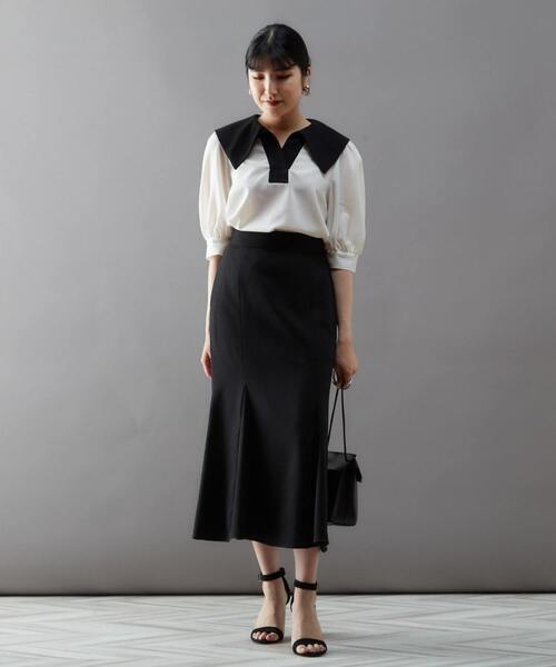 Tiara（ティアラ）の「バイカラースキッパーブラウス（シャツ/ブラウス・レディース・キャメル/ブラック/ホワイト・FREE）」の5枚目の写真