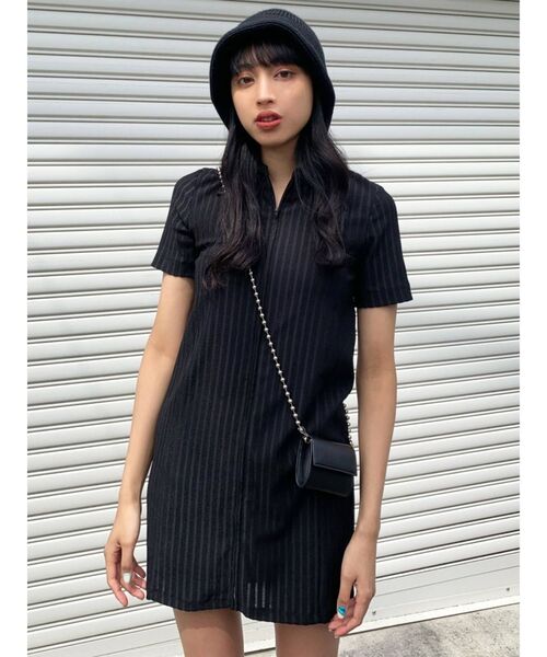 EMODA（エモダ）の「ジッパーシャツワンピース（ワンピース・レディース・ブラック/ブルー/その他・FREE）」の2枚目の写真