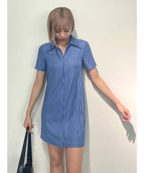 EMODA（エモダ）の「ジッパーシャツワンピース（ワンピース・レディース・ブラック/ブルー/その他・FREE）」の6枚目の写真