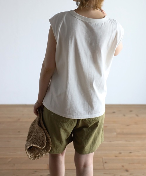 Bonjour Sagan（ボンジュールサガン）の「オーガニックコットンフレンチスリーブT（Tシャツ/カットソー・レディース・ホワイト/チャコールグレー/ブラック/ピンク/オレンジ/グリーン/ブルー・FREE）」の11枚目の写真