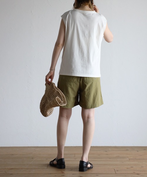 Bonjour Sagan（ボンジュールサガン）の「オーガニックコットンフレンチスリーブT（Tシャツ/カットソー・レディース・ホワイト/チャコールグレー/ブラック/ピンク/オレンジ/グリーン/ブルー・FREE）」の12枚目の写真