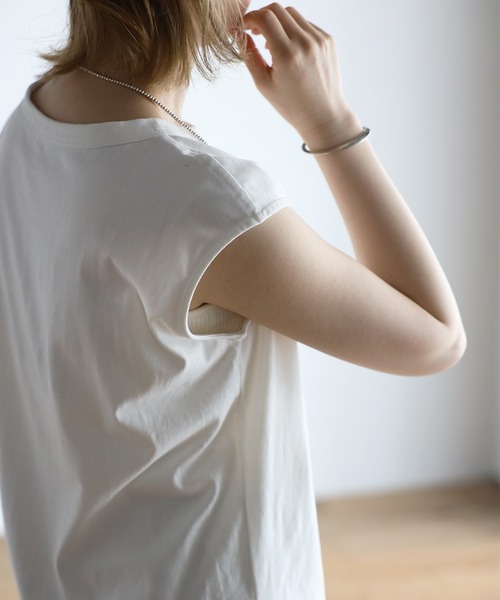 Bonjour Sagan（ボンジュールサガン）の「オーガニックコットンフレンチスリーブT（Tシャツ/カットソー・レディース・ホワイト/チャコールグレー/ブラック/ピンク/オレンジ/グリーン/ブルー・FREE）」の14枚目の写真