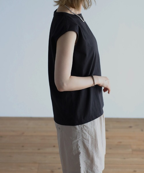 Bonjour Sagan（ボンジュールサガン）の「オーガニックコットンフレンチスリーブT（Tシャツ/カットソー・レディース・ホワイト/チャコールグレー/ブラック/ピンク/オレンジ/グリーン/ブルー・FREE）」の17枚目の写真