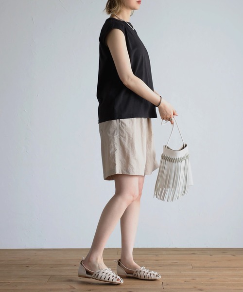 Bonjour Sagan（ボンジュールサガン）の「オーガニックコットンフレンチスリーブT（Tシャツ/カットソー・レディース・ホワイト/チャコールグレー/ブラック/ピンク/オレンジ/グリーン/ブルー・FREE）」の18枚目の写真