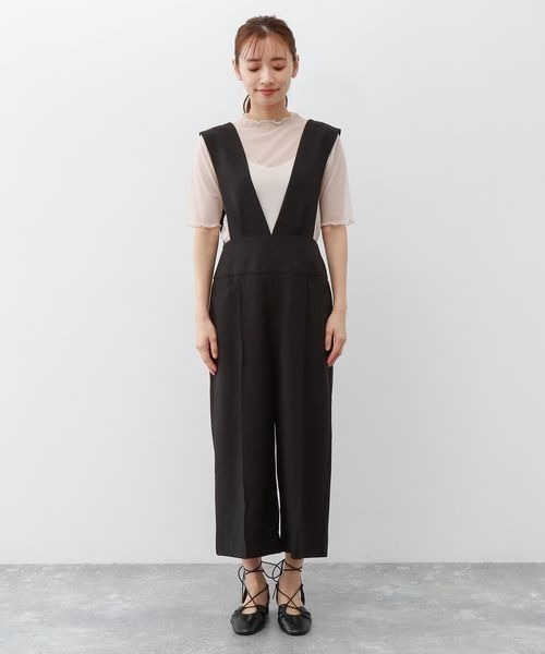 mysty woman（ミスティウーマン）の「ハイウエストクロップドサロペット 347161（サロペット/オーバーオール・レディース・ブラック/ブラウン・FREE）」の6枚目の写真
