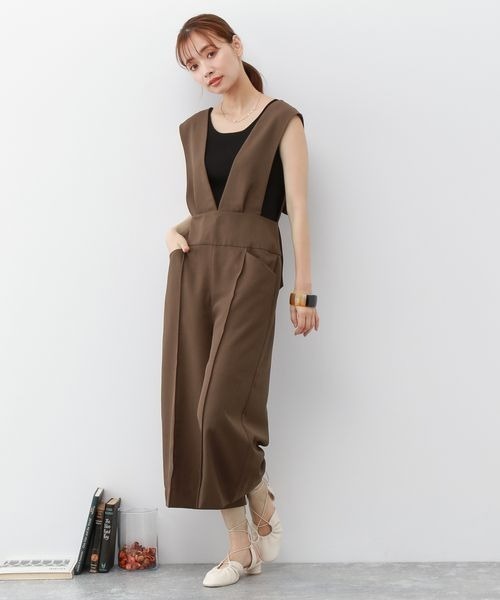 mysty woman（ミスティウーマン）の「ハイウエストクロップドサロペット 347161（サロペット/オーバーオール・レディース・ブラック/ブラウン・FREE）」の5枚目の写真