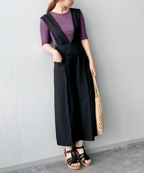 mysty woman（ミスティウーマン）の「ハイウエストクロップドサロペット 347161（サロペット/オーバーオール・レディース・ブラック/ブラウン・FREE）」の17枚目の写真