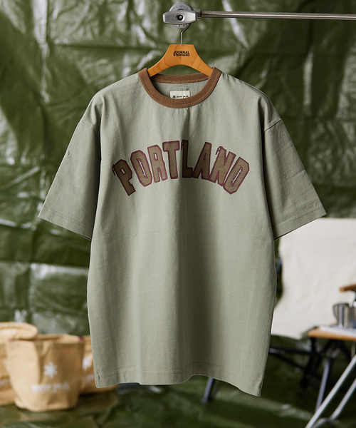 Snow Peak(スノーピーク)の「【Snow Peak/スノーピーク×JS】別注 リサイクルコットン ポートランド リンガーT(Tシャツ/カットソー・メンズ・カーキ/ボルドー/キナリ・SMALL/MEDIUM/LARGE)」の3枚目の写真