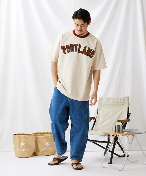 Snow Peak(スノーピーク)の「【Snow Peak/スノーピーク×JS】別注 リサイクルコットン ポートランド リンガーT(Tシャツ/カットソー・メンズ・カーキ/ボルドー/キナリ・SMALL/MEDIUM/LARGE)」の4枚目の写真