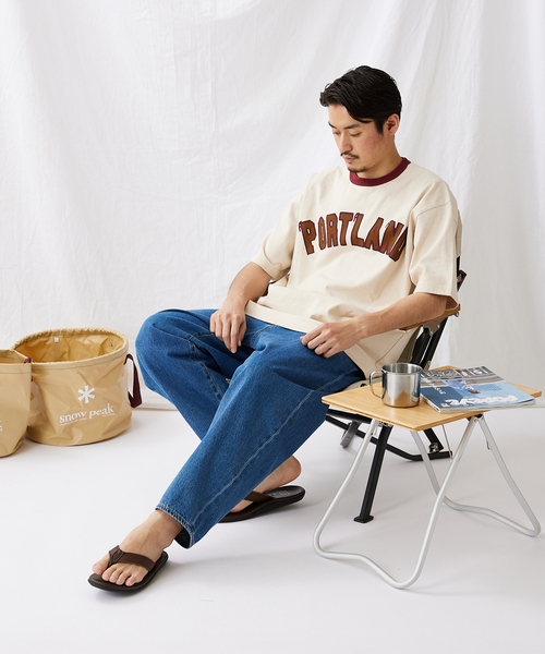 Snow Peak(スノーピーク)の「【Snow Peak/スノーピーク×JS】別注 リサイクルコットン ポートランド リンガーT(Tシャツ/カットソー・メンズ・カーキ/ボルドー/キナリ・SMALL/MEDIUM/LARGE)」の6枚目の写真
