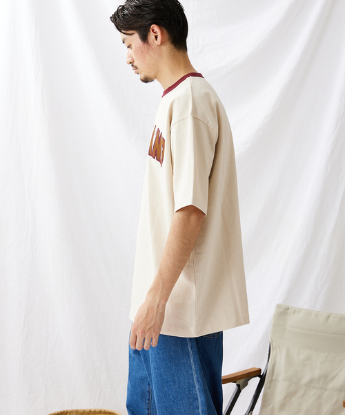 Snow Peak(スノーピーク)の「【Snow Peak/スノーピーク×JS】別注 リサイクルコットン ポートランド リンガーT(Tシャツ/カットソー・メンズ・カーキ/ボルドー/キナリ・SMALL/MEDIUM/LARGE)」の9枚目の写真