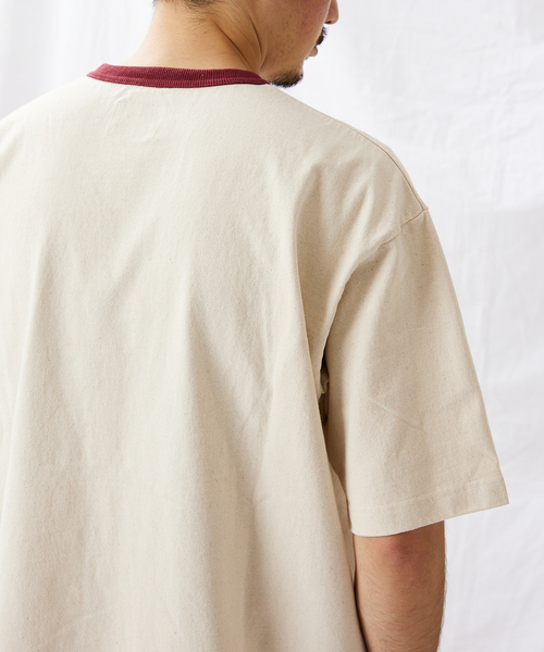 Snow Peak(スノーピーク)の「【Snow Peak/スノーピーク×JS】別注 リサイクルコットン ポートランド リンガーT(Tシャツ/カットソー・メンズ・カーキ/ボルドー/キナリ・SMALL/MEDIUM/LARGE)」の12枚目の写真
