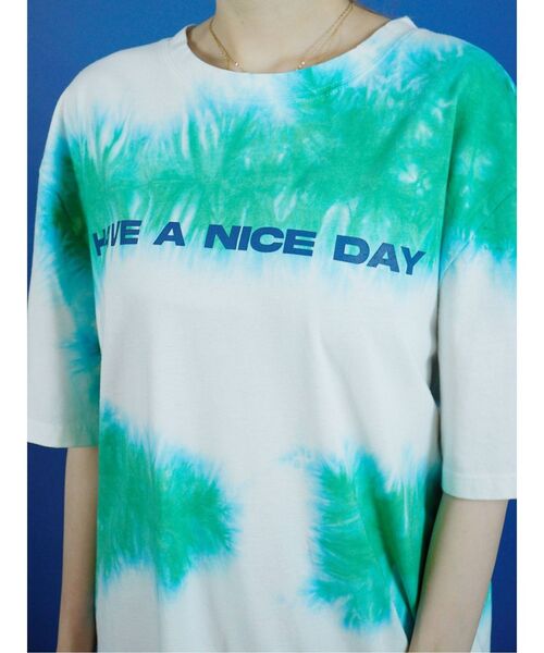 EVRIS（エヴリス）の「ロゴタイダイTシャツワンピース（ワンピース・レディース・ブルー/グリーン・FREE）」の7枚目の写真