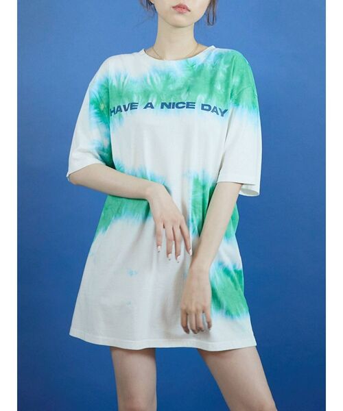 EVRIS（エヴリス）の「ロゴタイダイTシャツワンピース（ワンピース・レディース・ブルー/グリーン・FREE）」の10枚目の写真