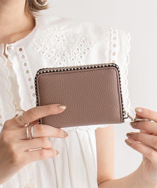 VitaFelice（ヴィータフェリーチェ）の「ボールスタッズカード＆コインケース ミニ財布（財布・レディース・ブラック/グレー/スモークピンク/シルバー/グリーン/ライム/ゴールド・FREE）」の6枚目の写真