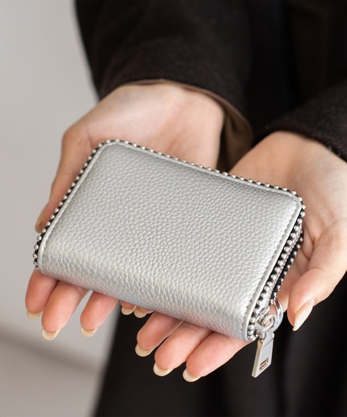 VitaFelice（ヴィータフェリーチェ）の「ボールスタッズカード＆コインケース ミニ財布（財布・レディース・ブラック/グレー/スモークピンク/シルバー/グリーン/ライム/ゴールド・FREE）」の15枚目の写真