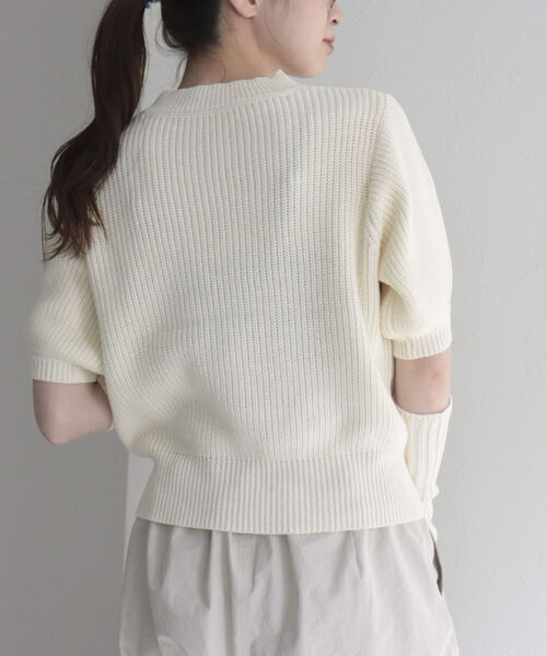 fredy emue（フレディエミュ）の「アームウォーマー付き半袖ニット（ニット/セーター・レディース・ネイビー/オフホワイト/サックスブルー/ピンク/ベビーピンク・38）」の15枚目の写真