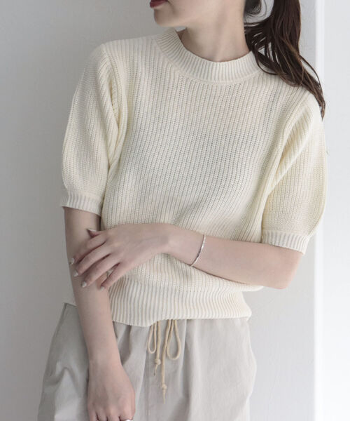 fredy emue（フレディエミュ）の「アームウォーマー付き半袖ニット（ニット/セーター・レディース・ネイビー/オフホワイト/サックスブルー/ピンク/ベビーピンク・38）」の17枚目の写真