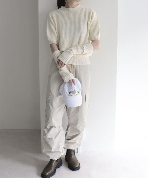 fredy emue（フレディエミュ）の「アームウォーマー付き半袖ニット（ニット/セーター・レディース・ネイビー/オフホワイト/サックスブルー/ピンク/ベビーピンク・38）」の18枚目の写真