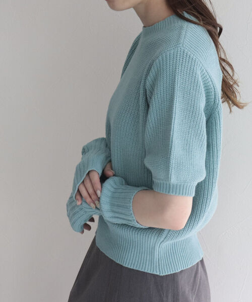 fredy emue（フレディエミュ）の「アームウォーマー付き半袖ニット（ニット/セーター・レディース・ネイビー/オフホワイト/サックスブルー/ピンク/ベビーピンク・38）」の22枚目の写真