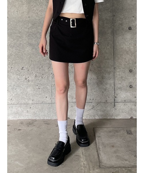 ENVYM（アンビー）の「ローウエストミニＳＫ（スカート・レディース・ブラック/グレー/ストライプ・S/M）」の2枚目の写真