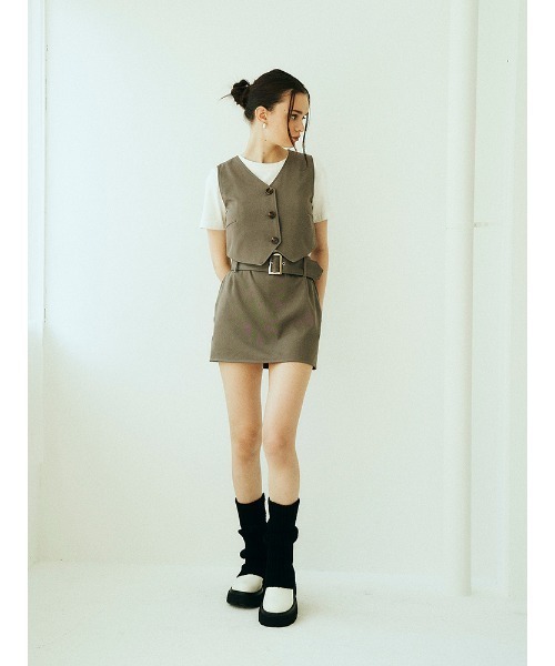 ENVYM（アンビー）の「ローウエストミニＳＫ（スカート・レディース・ブラック/グレー/ストライプ・S/M）」の13枚目の写真