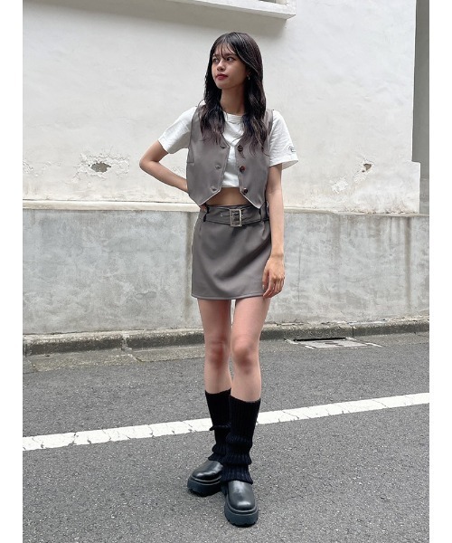 ENVYM（アンビー）の「ローウエストミニＳＫ（スカート・レディース・ブラック/グレー/ストライプ・S/M）」の6枚目の写真