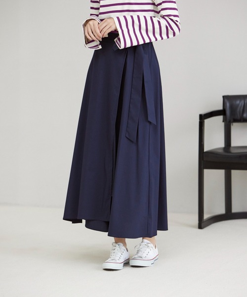 INED CLARO(イネドクラロ)の「ラップフレアスカート【セットアップ対応】(スカート・レディース・ネイビー/キャメル・フリー)」の8枚目の写真
