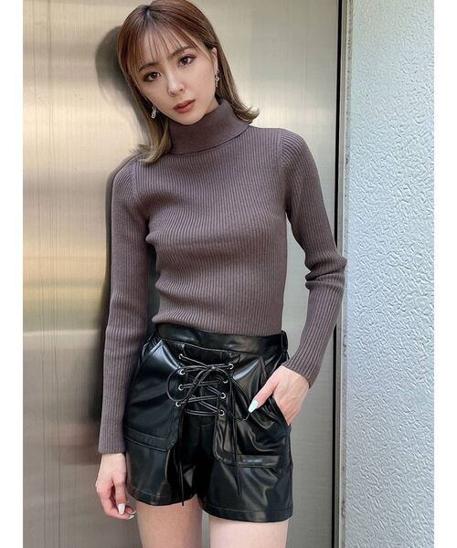 GYDA（ジェイダ）の「タートルネック リブニットトップス（ニット/セーター・レディース・オフホワイト/チャコールグレー/ブラック・FREE）」の6枚目の写真