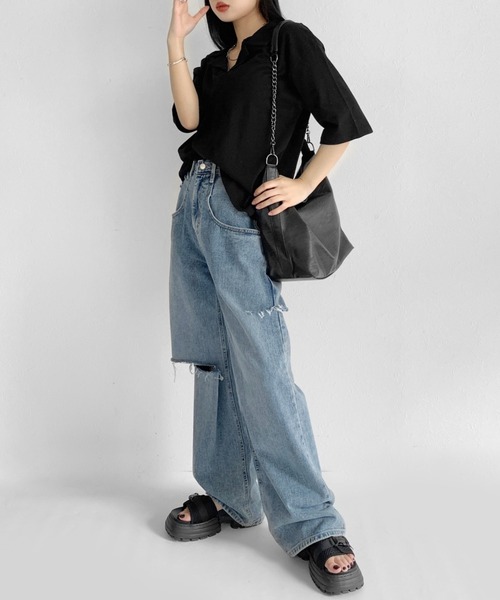 LVEU.（ラブユ.）の「【LVEU.】チェーンワンショルダーバッグ / バッグ 鞄 BAG ショルダー チェーン 通勤 通学 ワンショルダー スクエア 合皮 A4 ブラック（ショルダーバッグ・レディース・ブラック・FREE）」の15枚目の写真